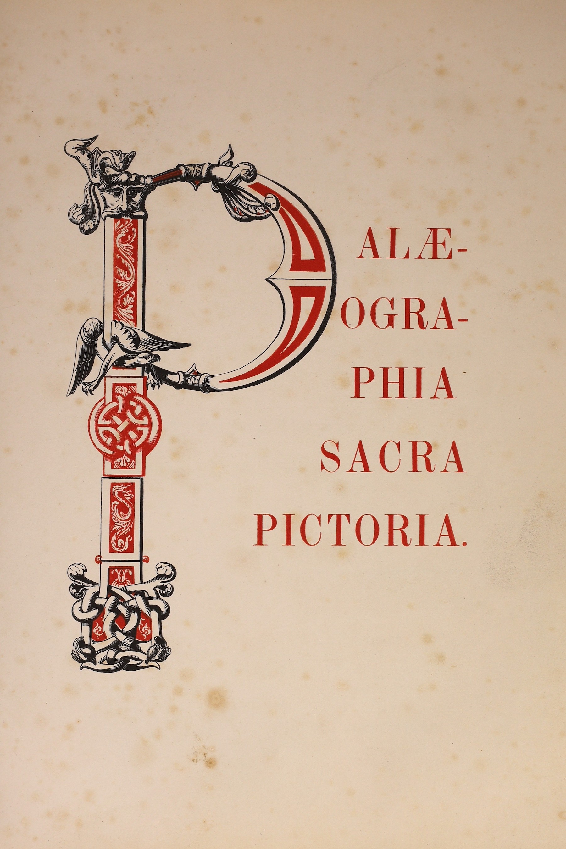 Westwood, J.O - Palaeographia Sacra Pictoria: Being a Series of Illustrations of the Ancient Versions of the Bible, 4to, calf, with 50 chromolithograph plates, front board detached, loss to lower spine, William Smith, Lo
